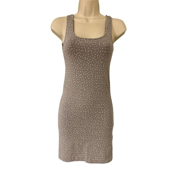 H&M Basic Tank Bodycon Dress Womens Size XS Spotted Knit Sleeveless Gray - Picture 1 of 6